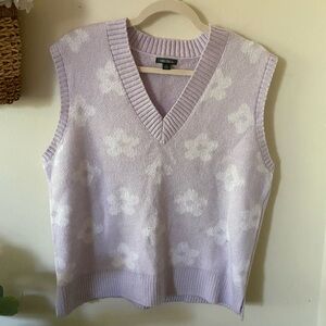 Wild Fable Purple and White V-Neck Sweater